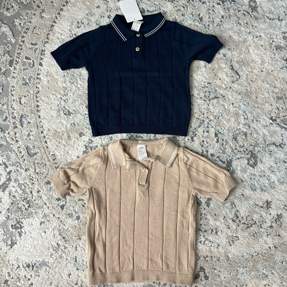 H&M 2 knit button tops 9-12 months